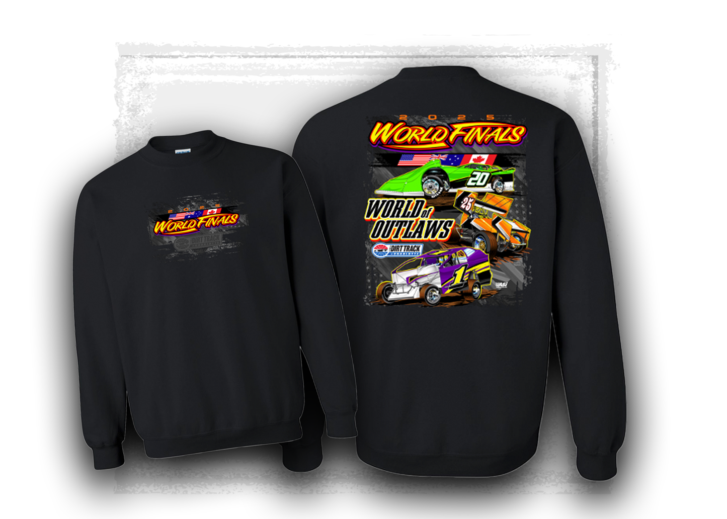 World of Outlaws- World Finals- 3 Flags Black Crewneck Sweatshirt