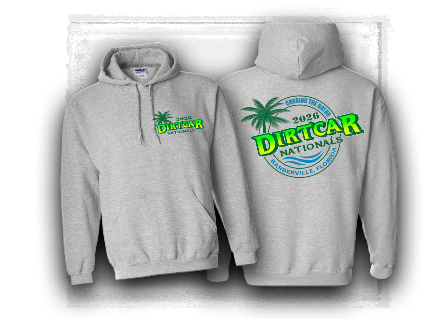 2026 DIRTcar Nationals- Simple Palm- Hooded Sweatshirt Sport Grey