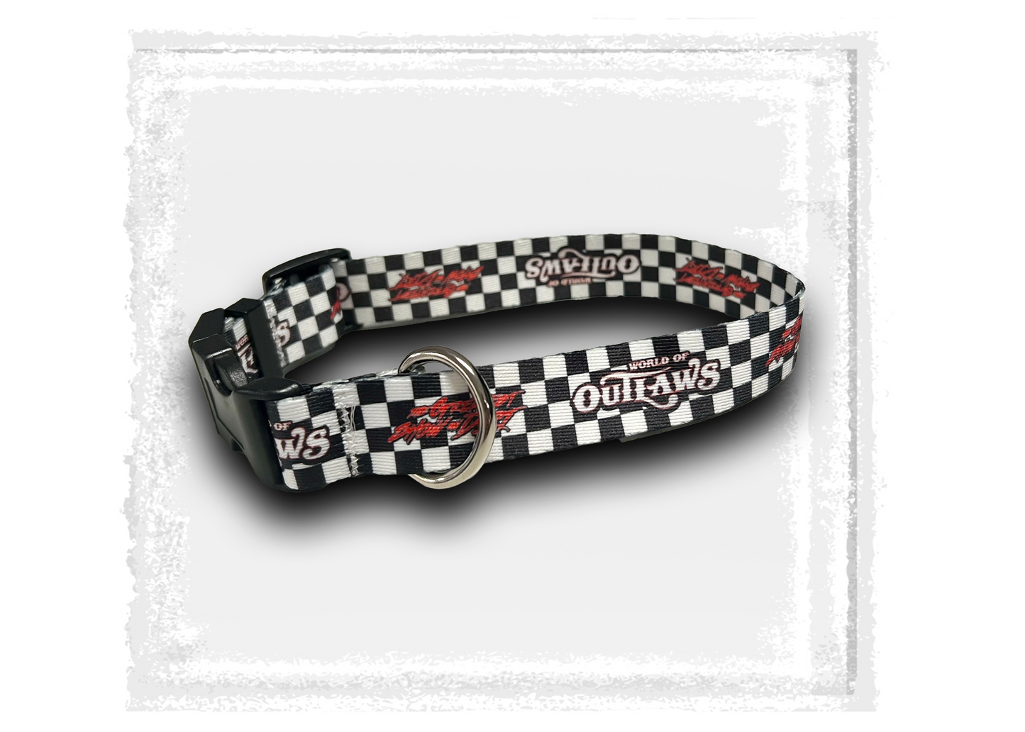 World of Outlaws Black Checker Dog Collar