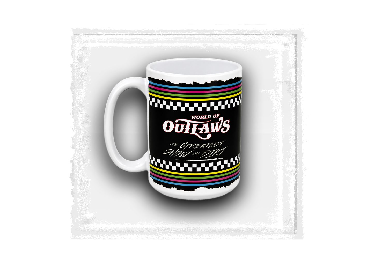 World of Outlaws- 15oz Checkered Coffee Mug