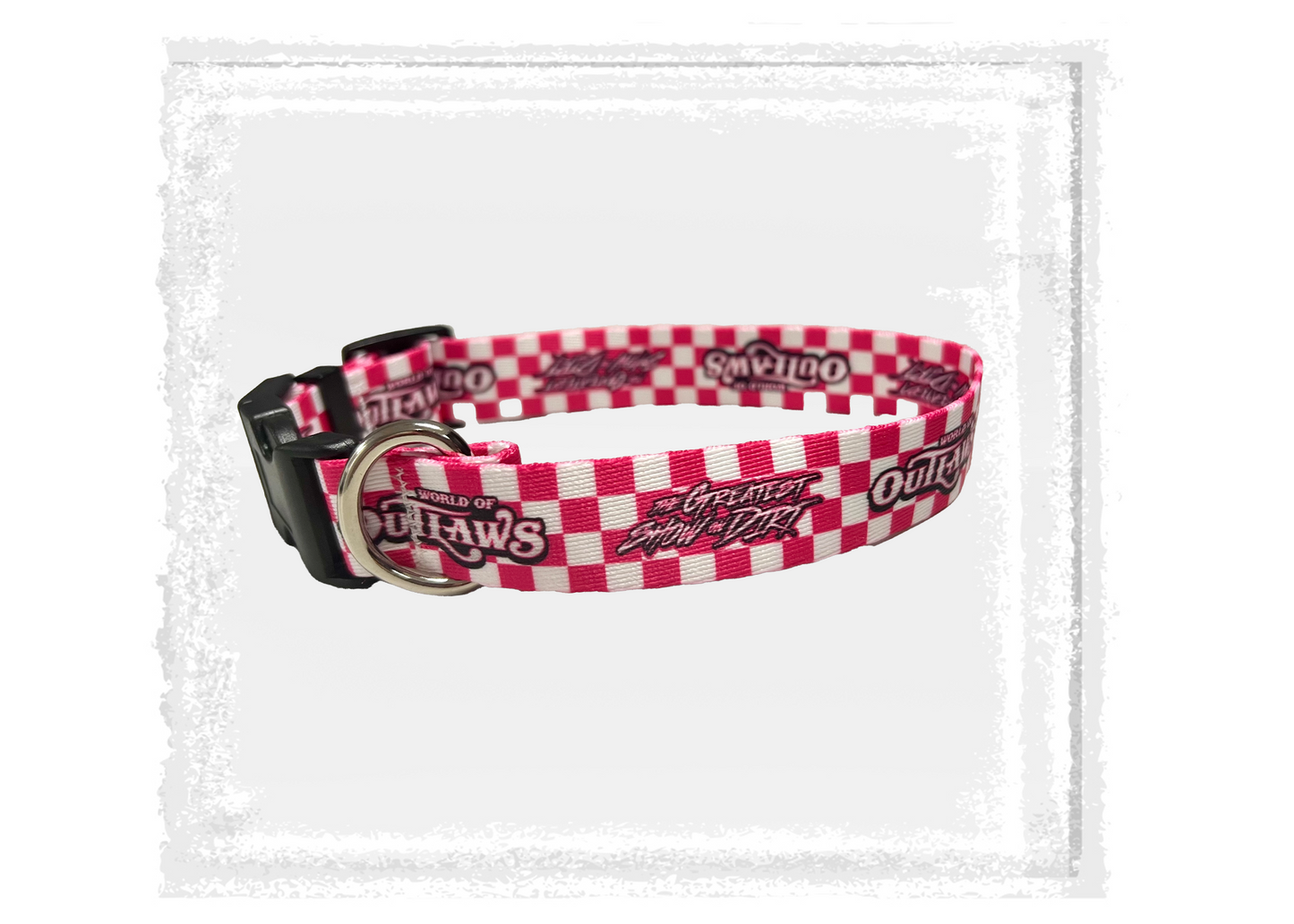 World of Outlaws Pink Checker Dog Collar