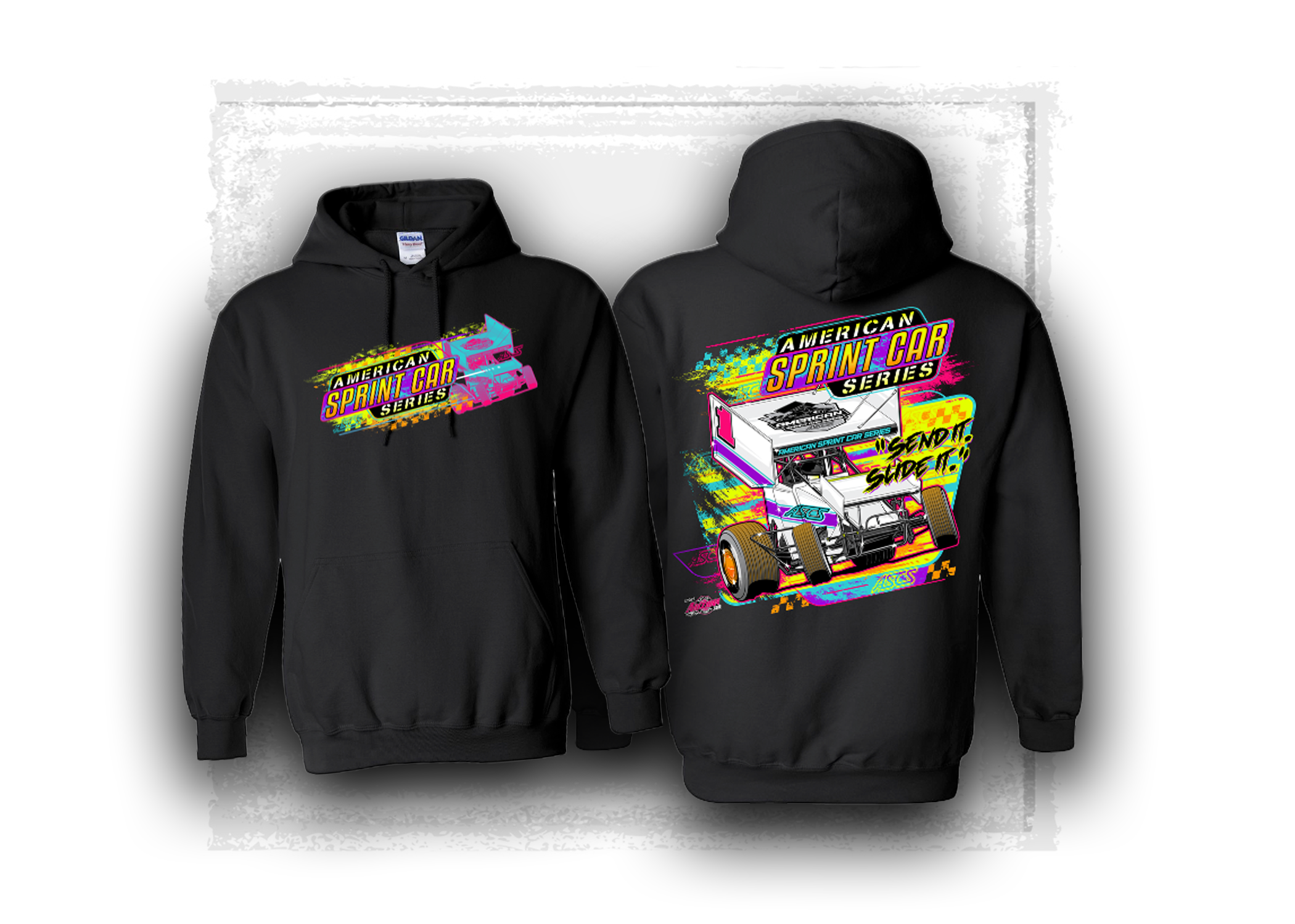American Sprint Car Series- Send It- Black Hooded Sweatshirt