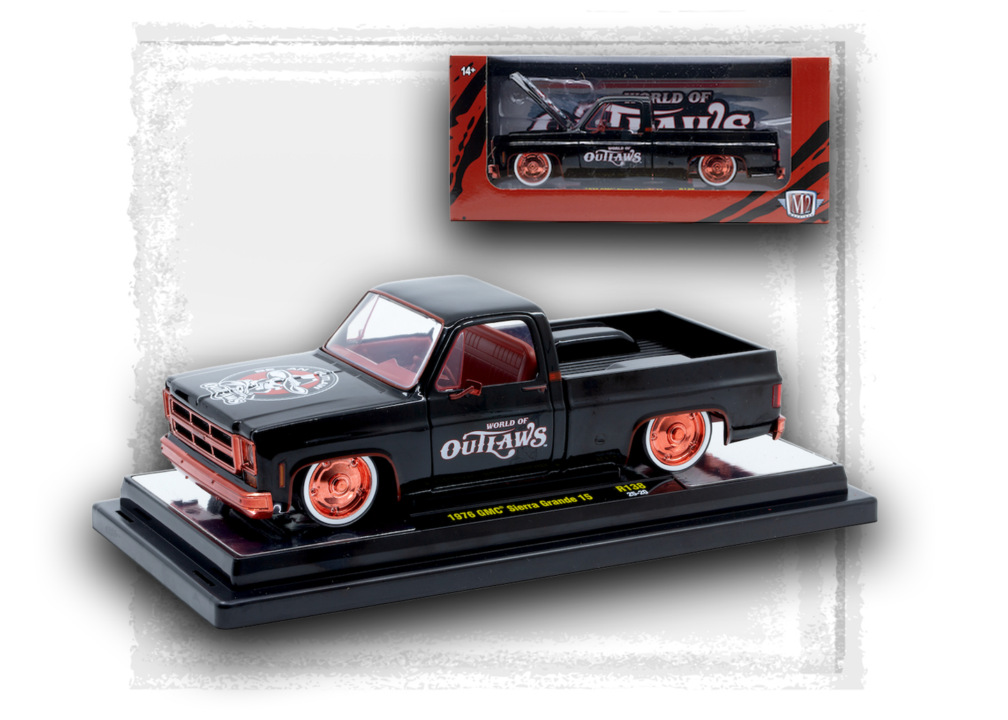 World of Outlaws- 1976 GMC Sierra Grande 15 Pickup Truck- Limited Black/Red