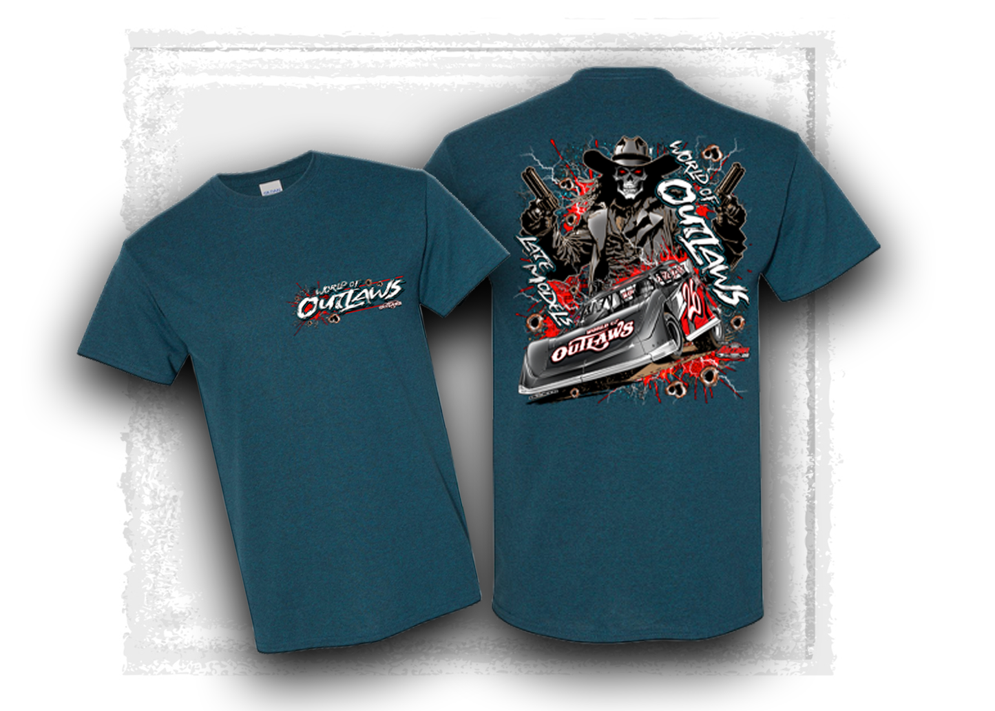 World of Outlaws- Late Model Series- Vivid Skull T-Shirt Midnight