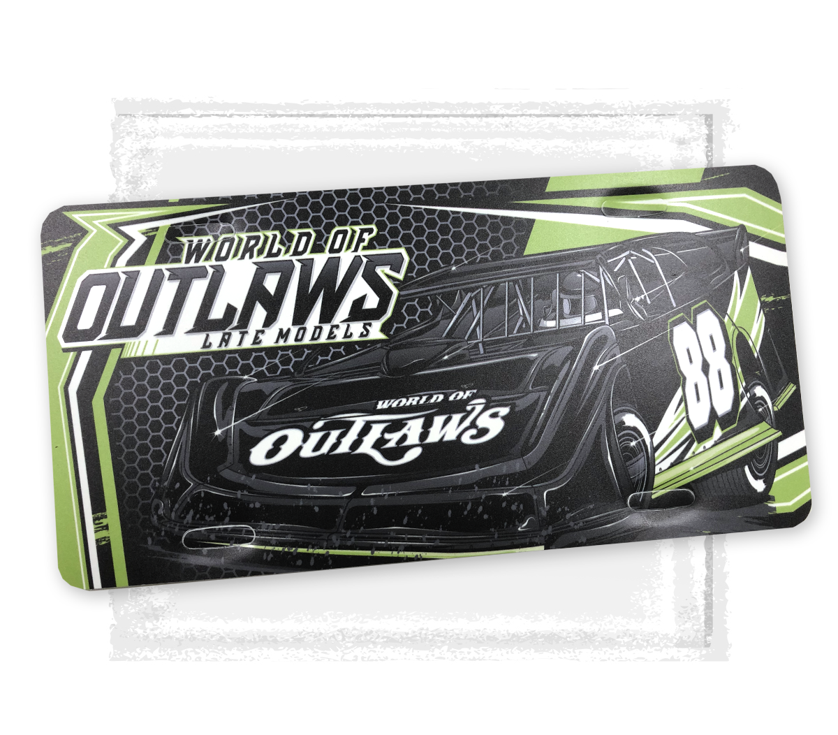 World of Outlaws Late Models - Blackout Green License Plate