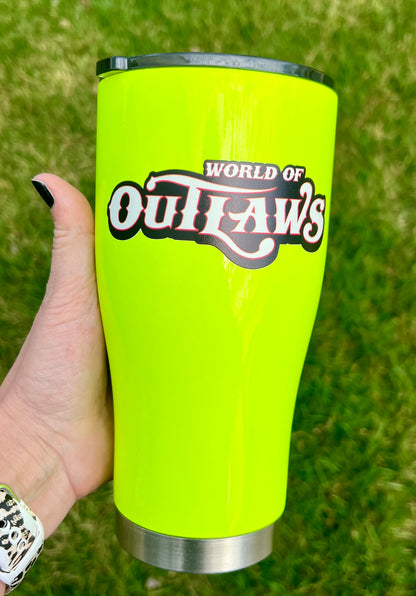 World of Outlaws - 30 oz Insulated Tumbler - Neon Yellow