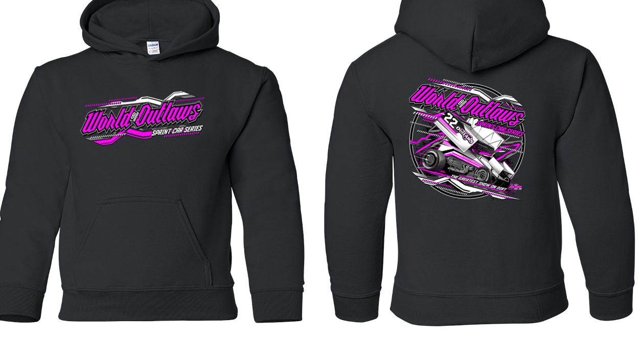 World of Outlaws Sprint Cars - Youth  & Toddler Pink Out Hooded Sweatshirt