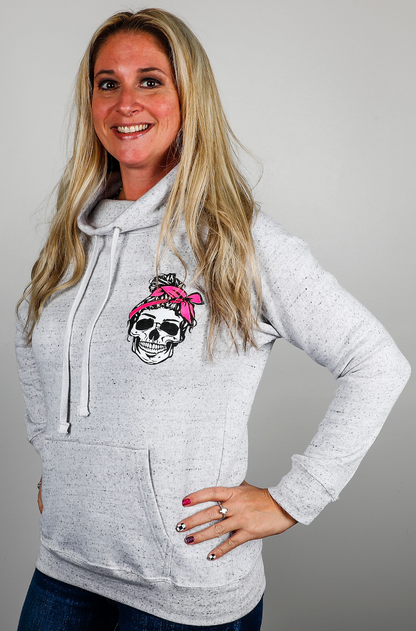 Womens Messy Skull Cowl Neck Sweatshirt