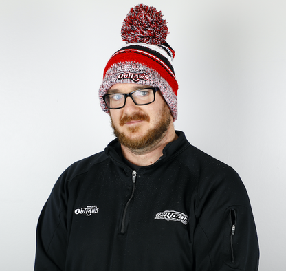 Red White & Black Team Pom Beanie