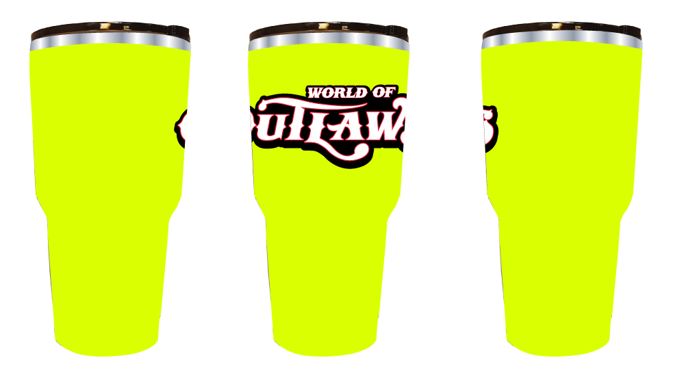 World of Outlaws - 30 oz Insulated Tumbler - Neon Yellow