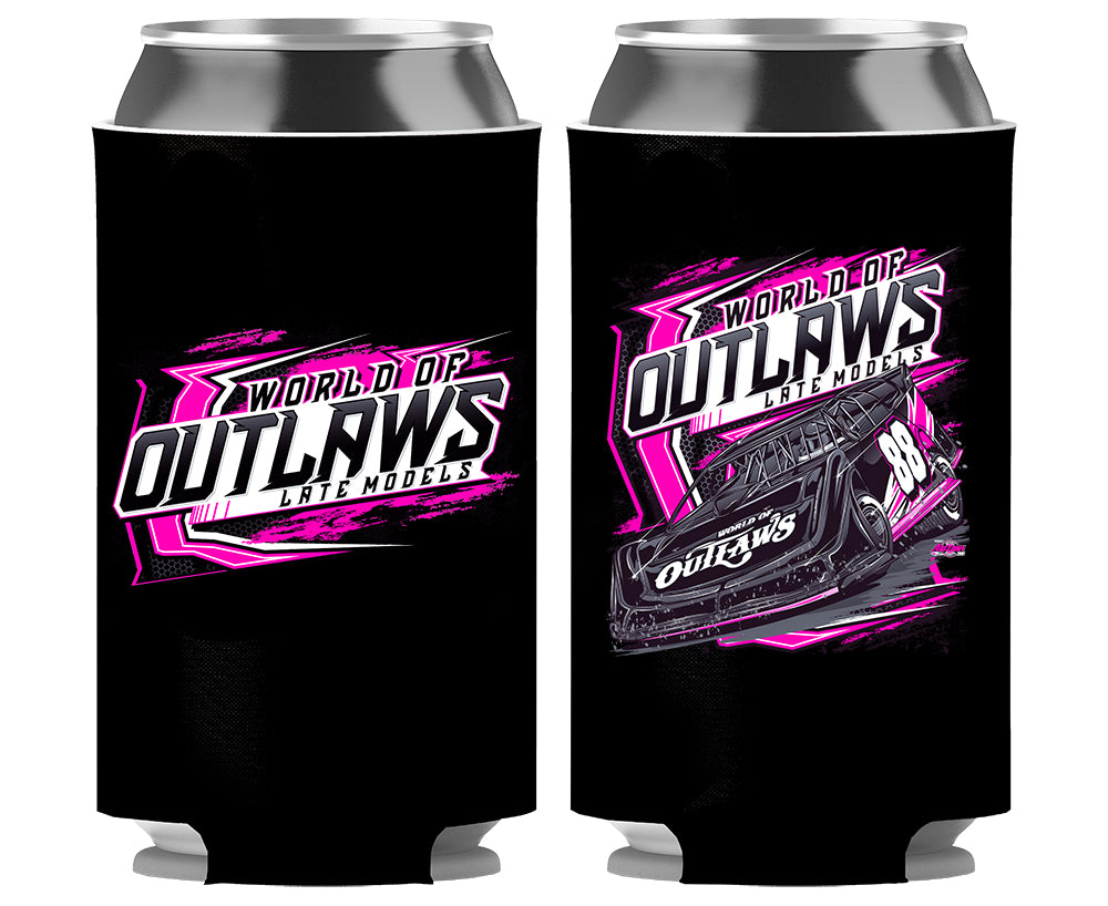 World of Outlaws Late Models - Slim Koozie - Neon Pink